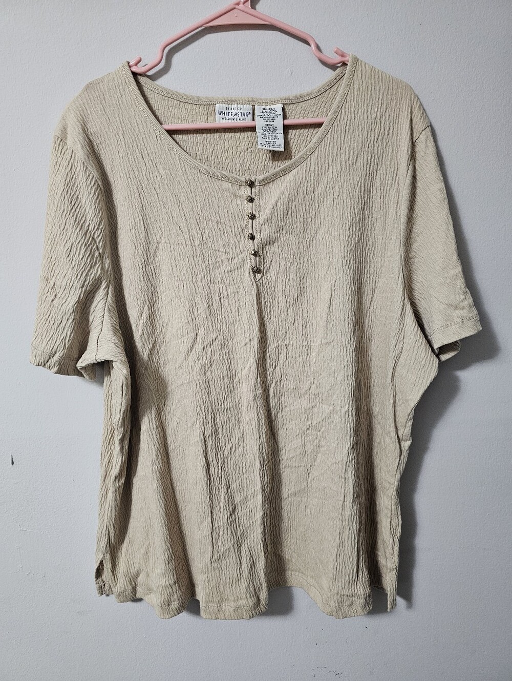 White Stag Women's Plus Size Textured Henley Knit Top